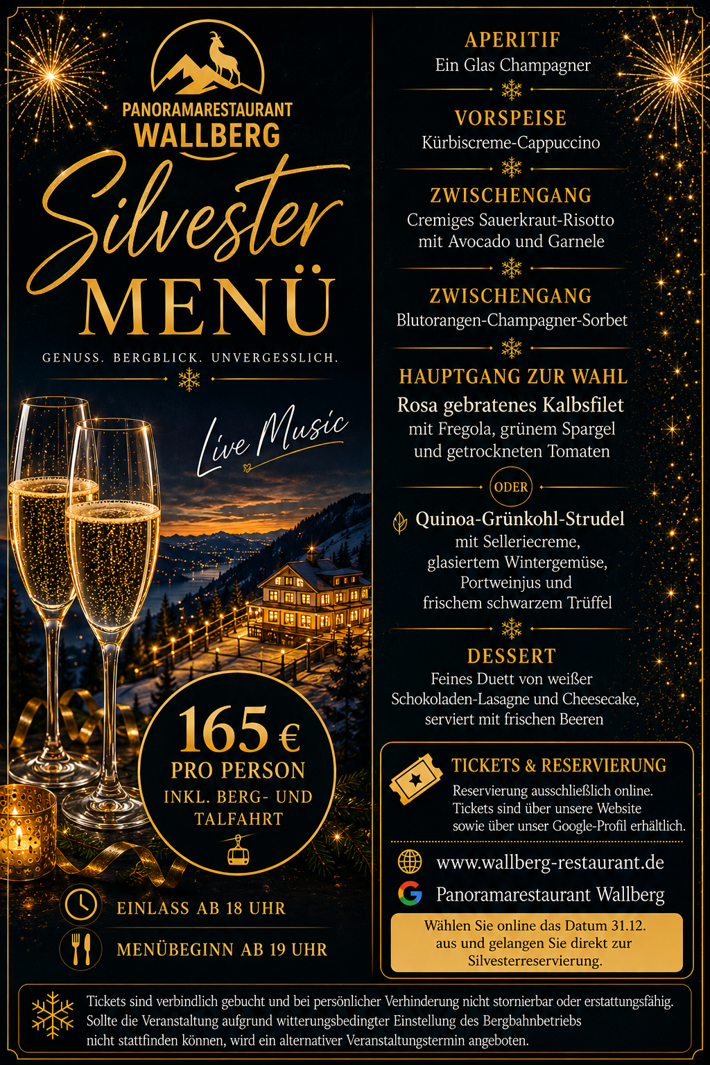 Silvester Abend im Panoramarestaurant Wallberg